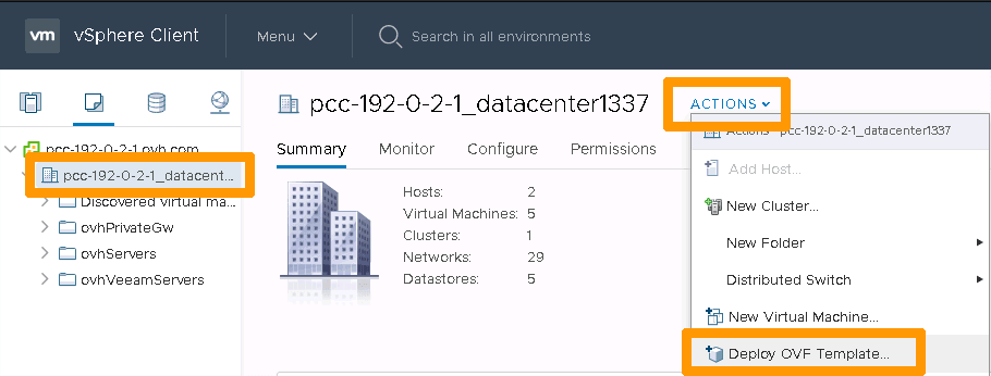 Deploy OVF Template