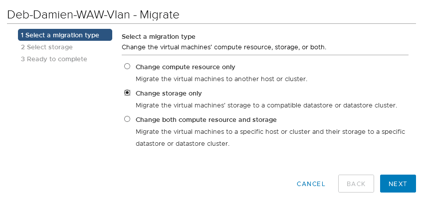 Select storage only