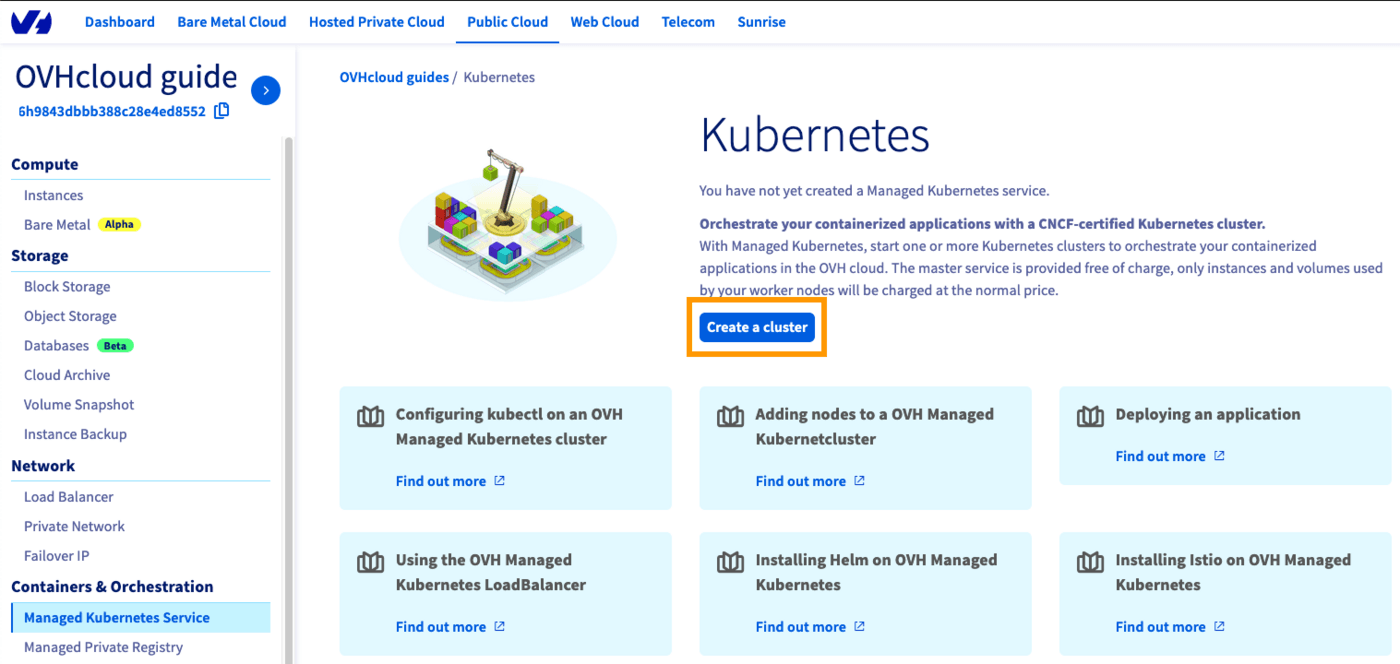 Create a cluster