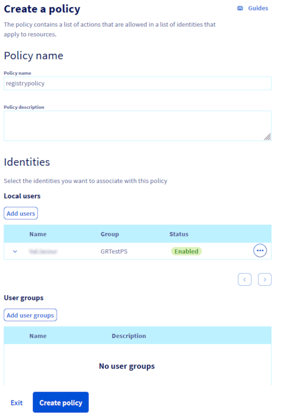 Create policy users