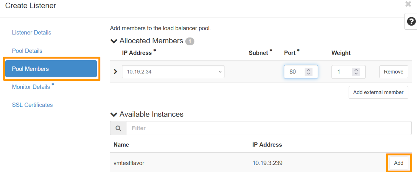 listeners https pool members details