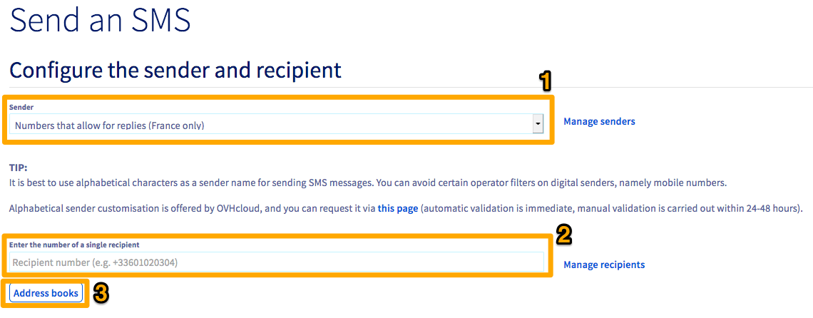 send sms control panel