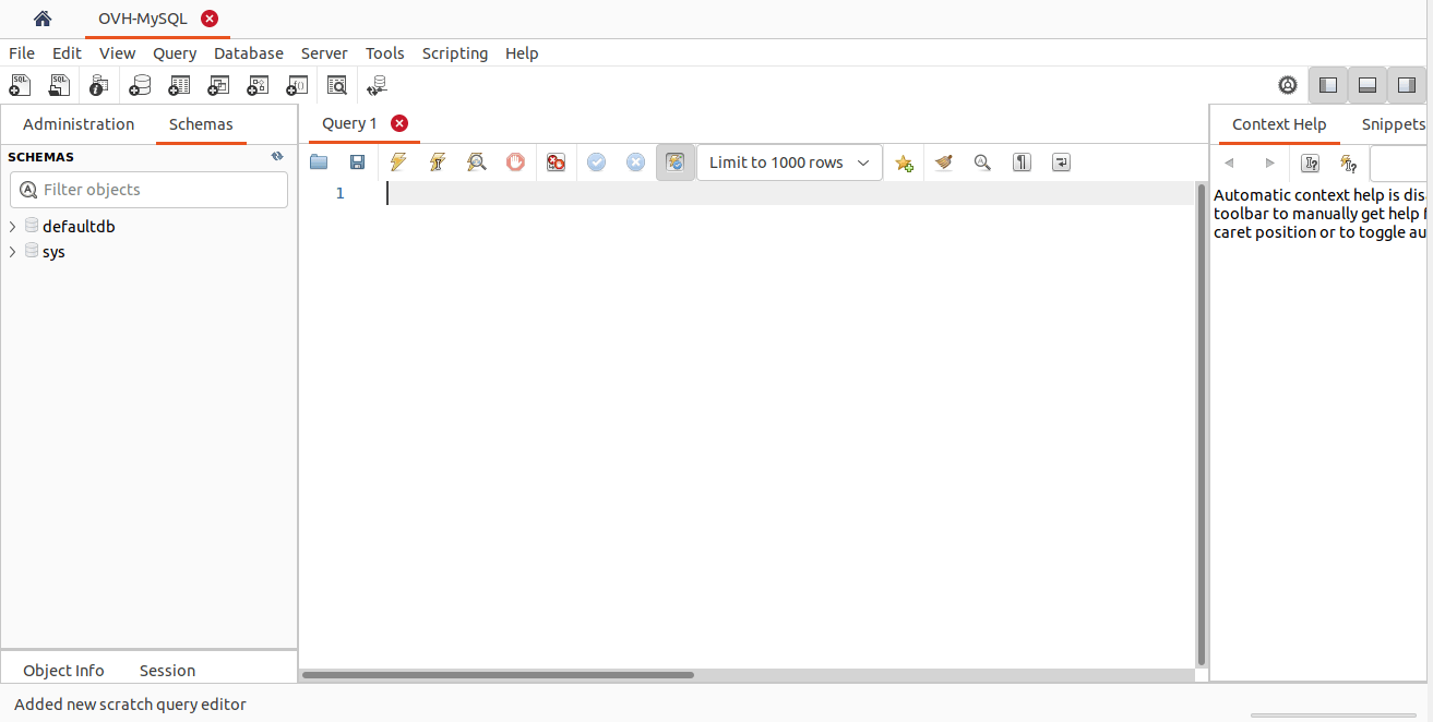 Workbench query result
