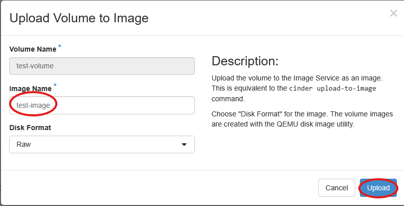 Upload to image form with Raw disk format