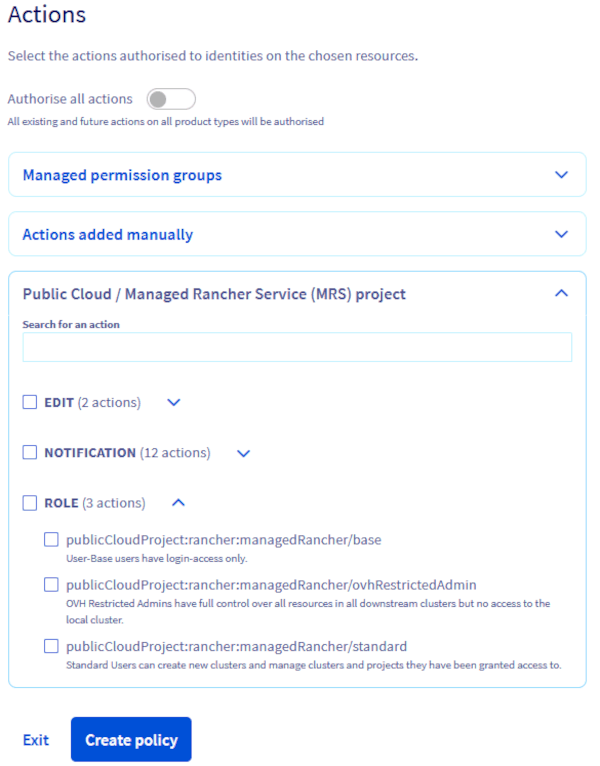 Create policy roles