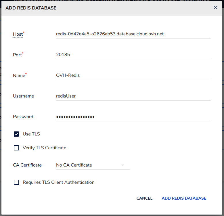 Add Redis database