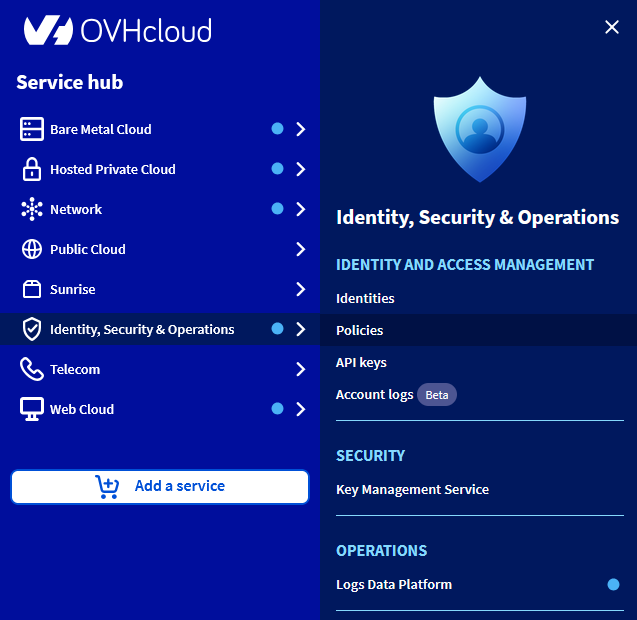 Access to the IAM menu