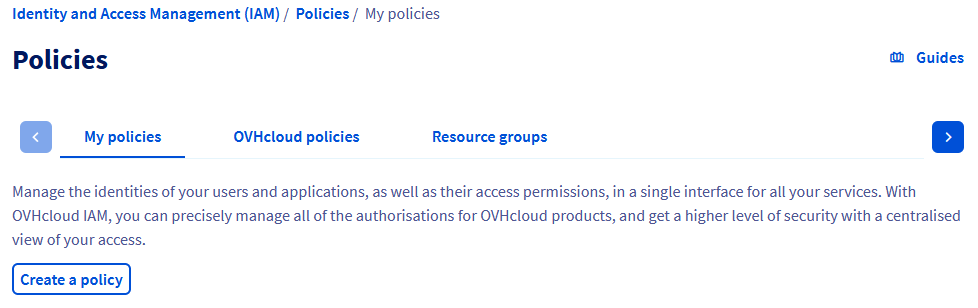 Access to the IAM menu