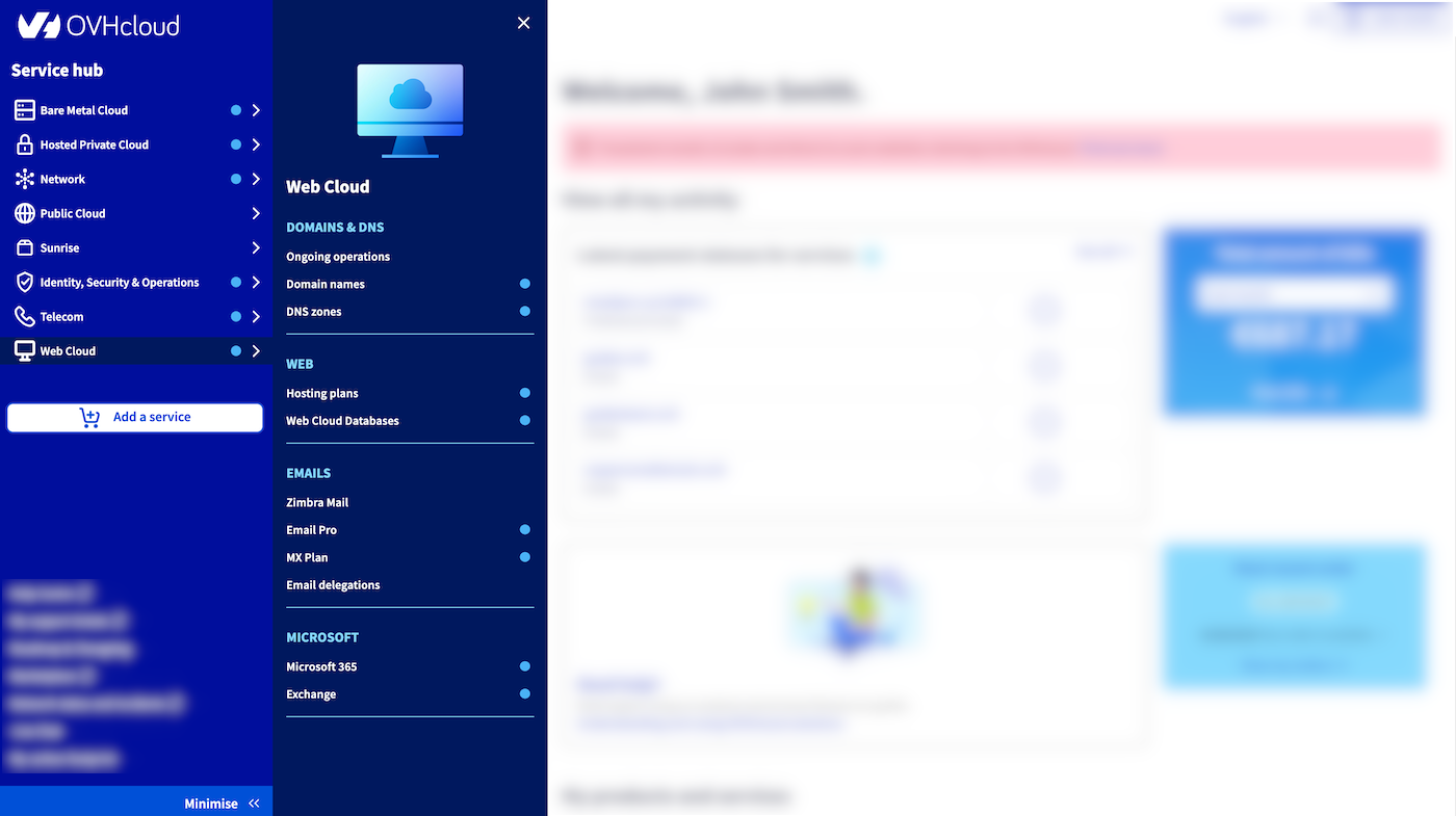 área de cliente - Mis servicios