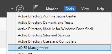 Windows Server tools menu