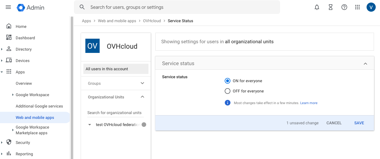 Activer l'application pour tous les utilisateurs