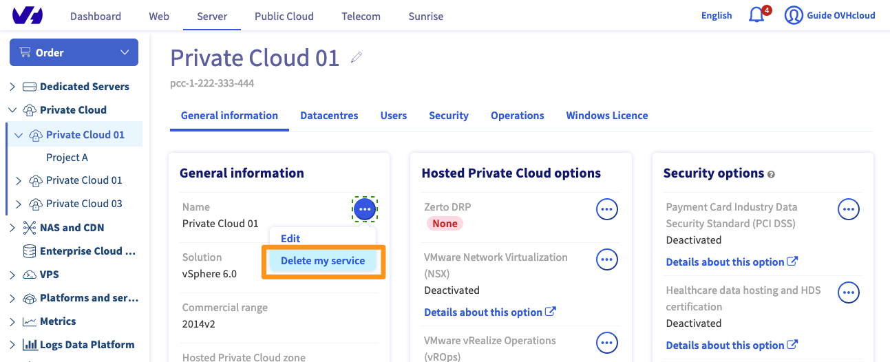 resiliation depuis l'espace client