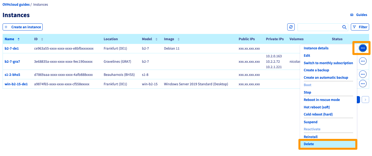 public cloud instance deleet