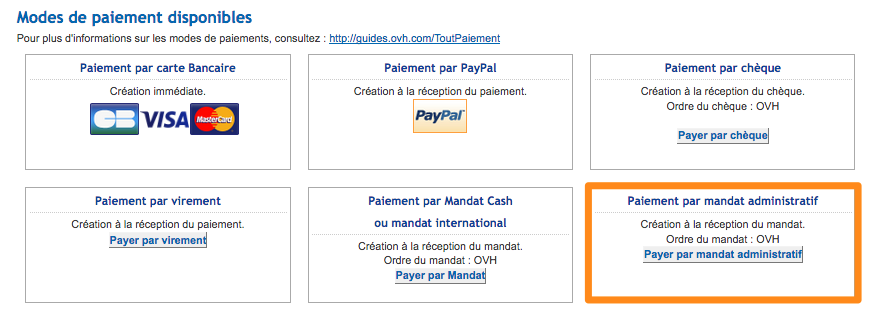 Paiement par mandat