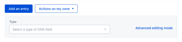 Adicionar um registo a partir da zona DNS