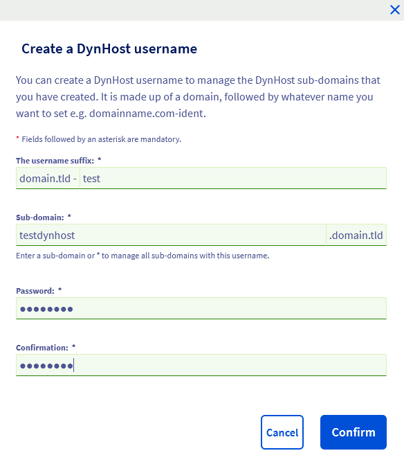 Create a DynHost username