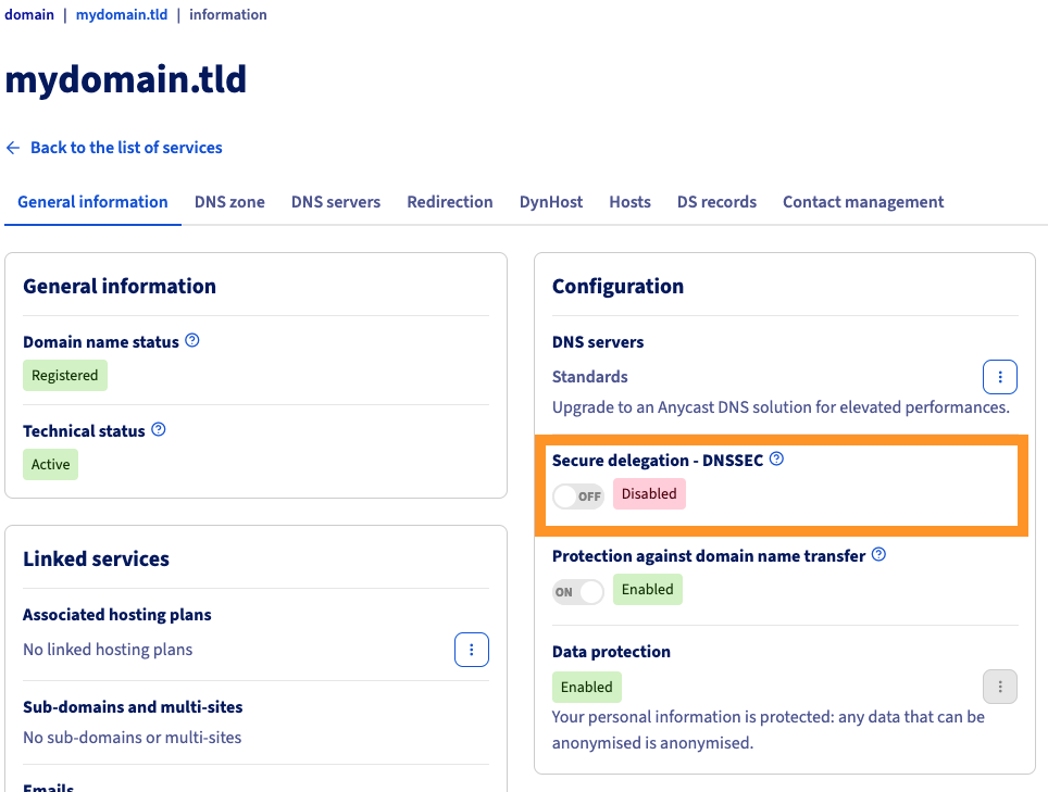 Secured Delegation DNSSEC