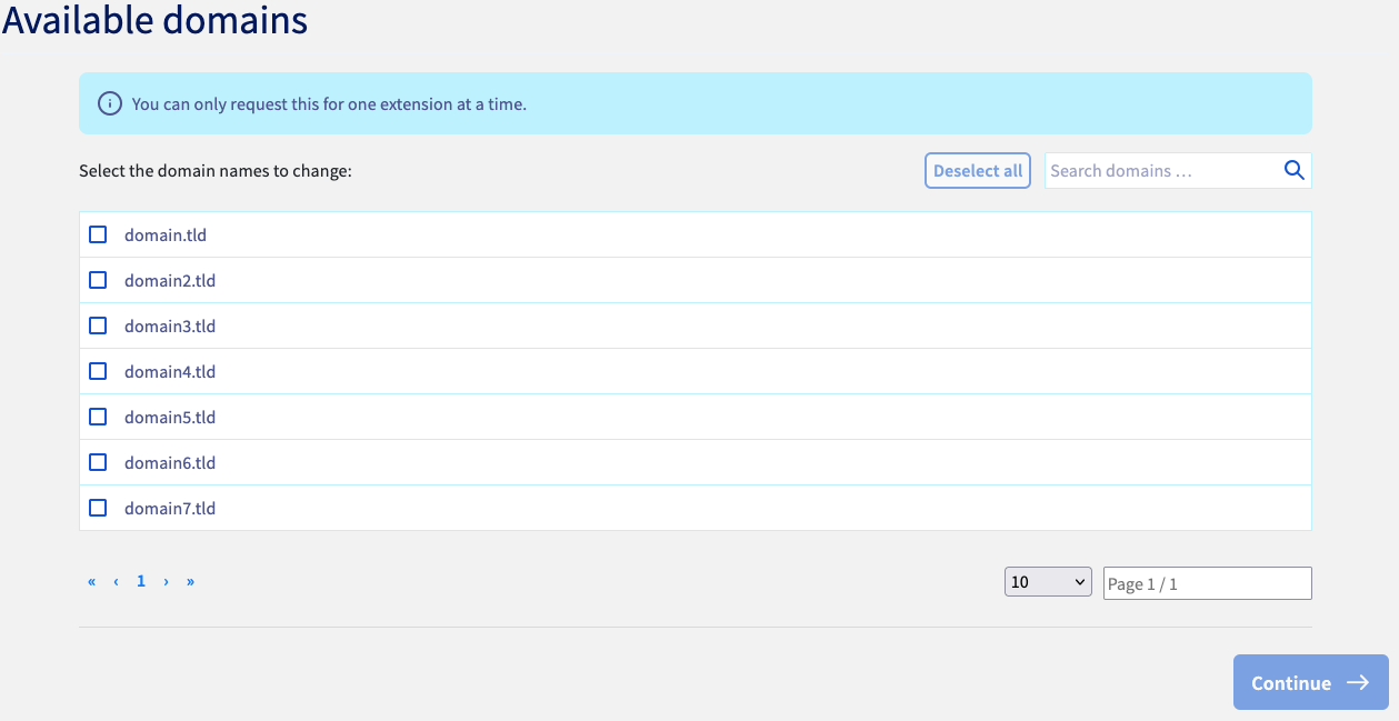 Change owner domains list