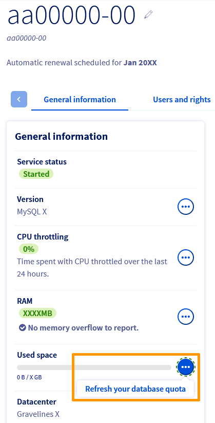 Refresh your database quota