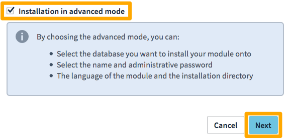 Installation avancée d'un module