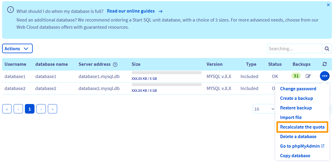 Recalculate quota shared SQL