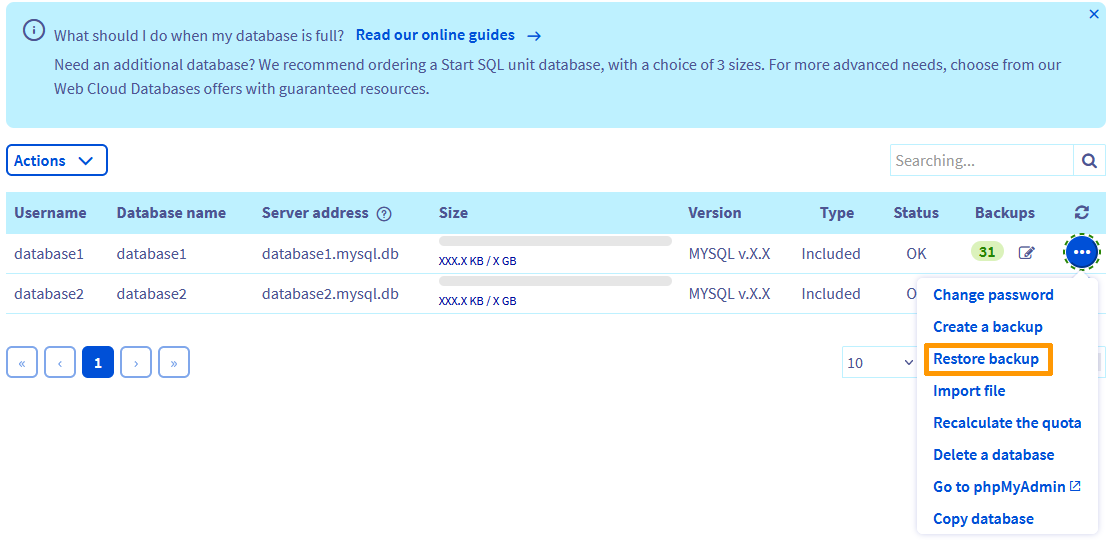 Importazione database