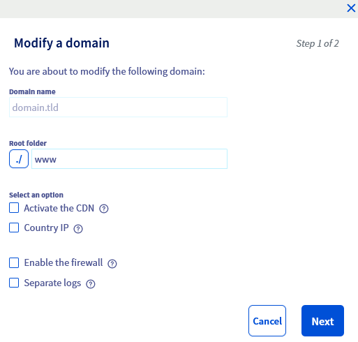 Modify domain