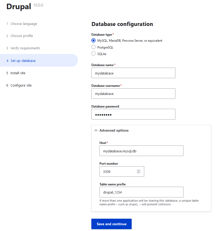 Drupal instalation step 3
