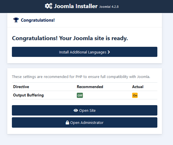 Joomla instalação step 4