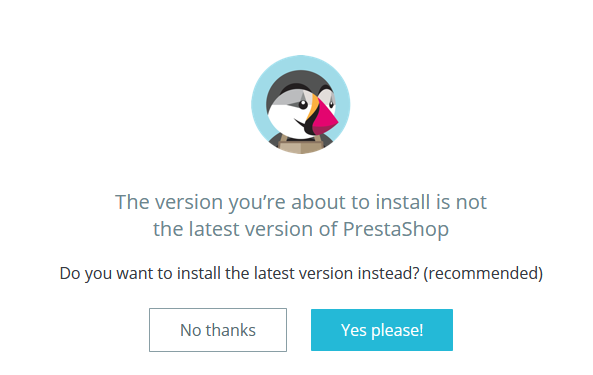 PrestaShop installation step 1