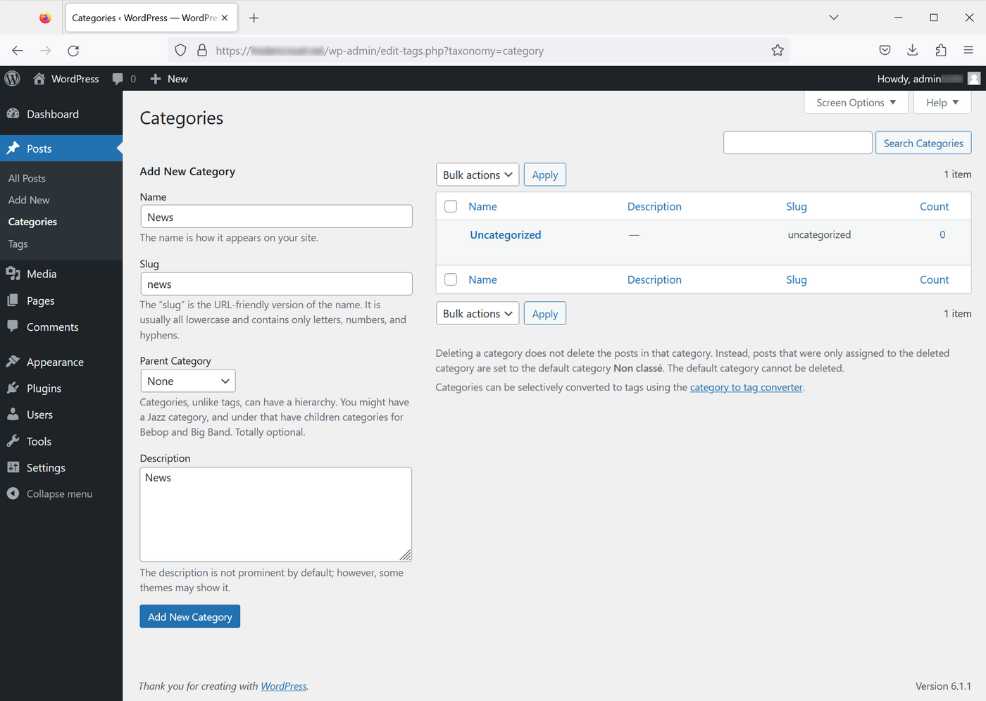 WordPress - Categorie filled