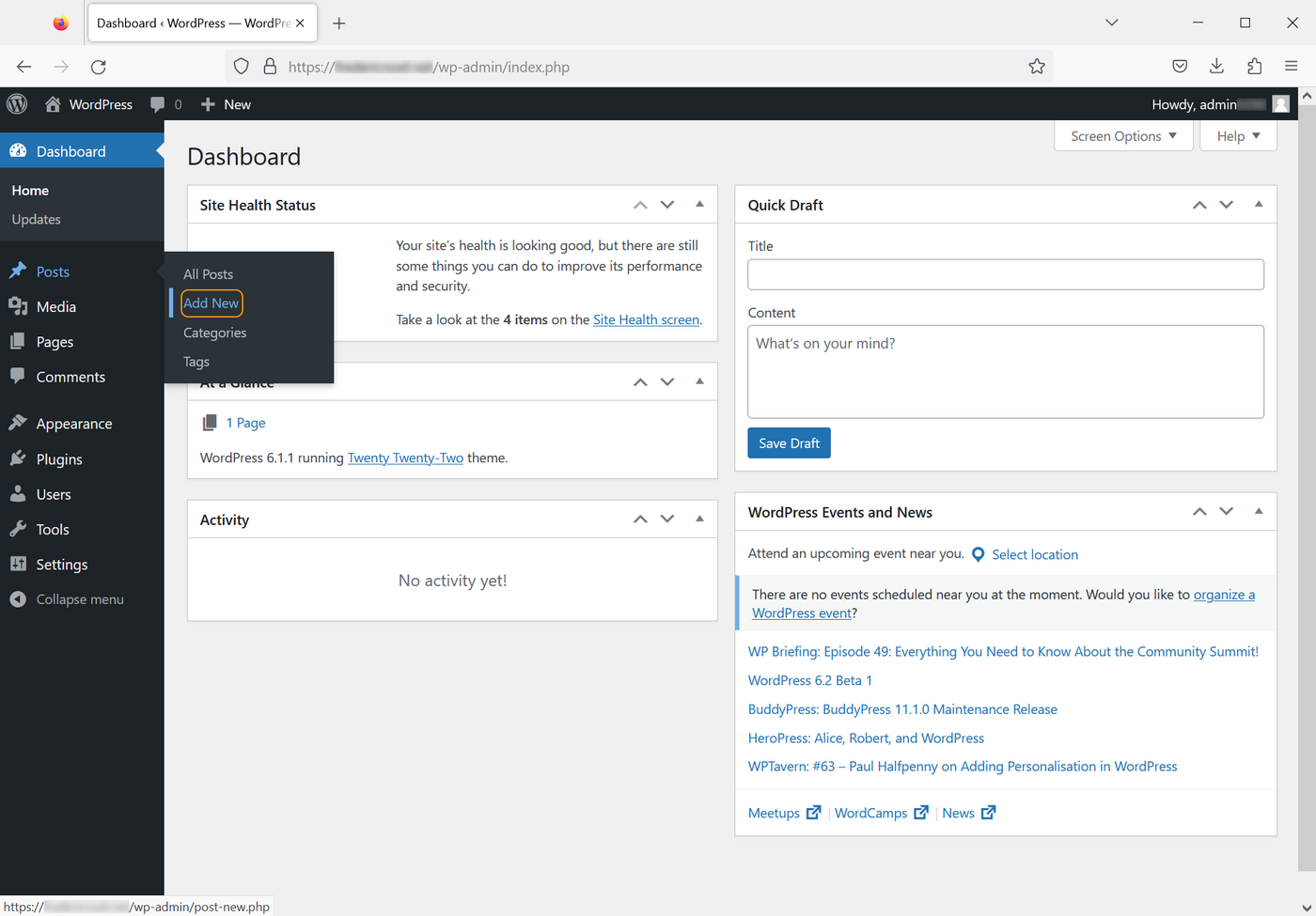 WordPress - Posts/Add New