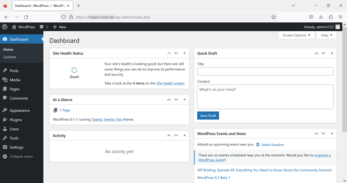 WordPress - Dashboard