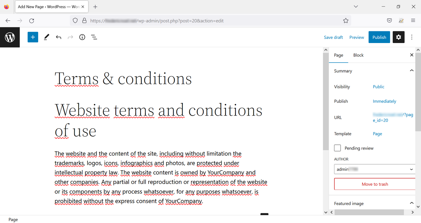 WordPress - Pagine, content