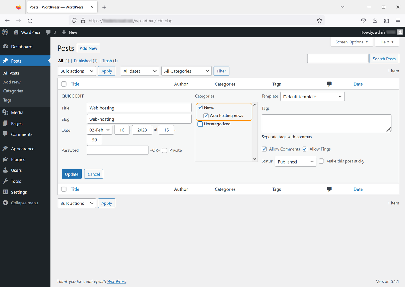 WordPress - Set new categto an an existing post