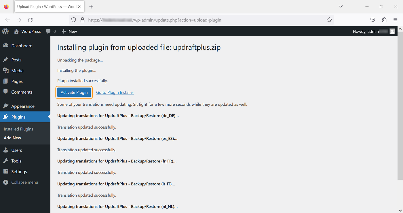 Installationsbestätigung