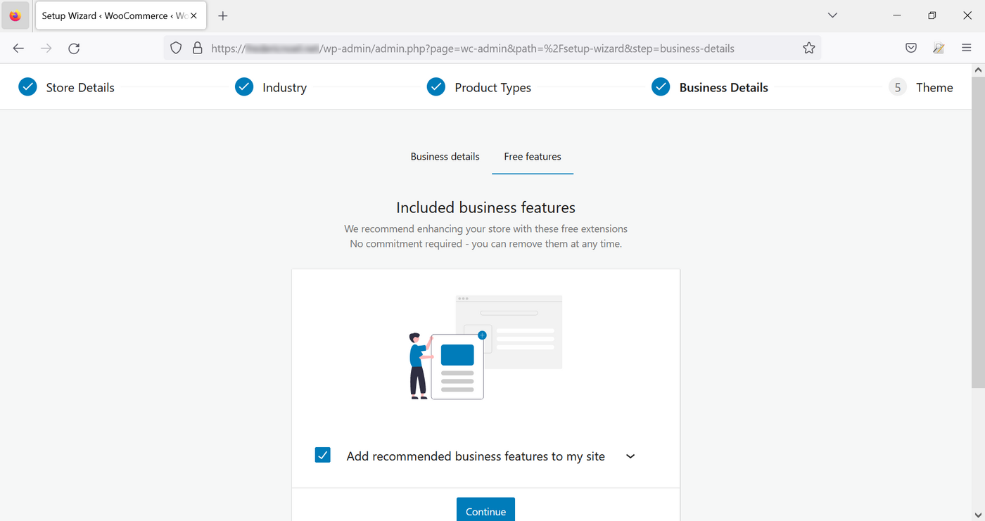 Setup Wizard - Business Details, free features