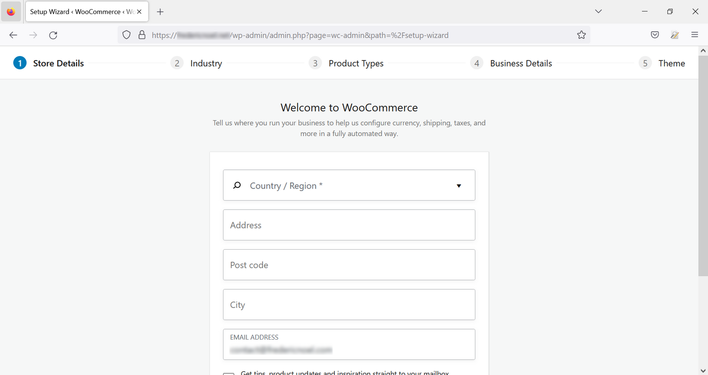 Setup Wizard - Store Details