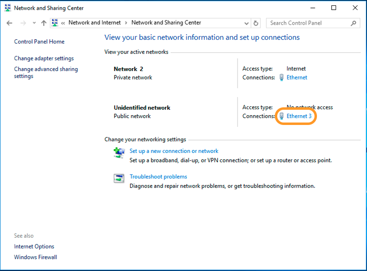 sprawdzenie drugiego interfejsu sieciowego