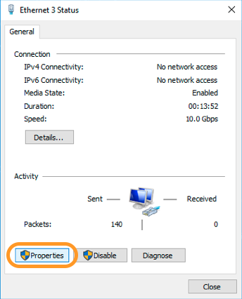 właściwości drugiego interfejsu sieciowego