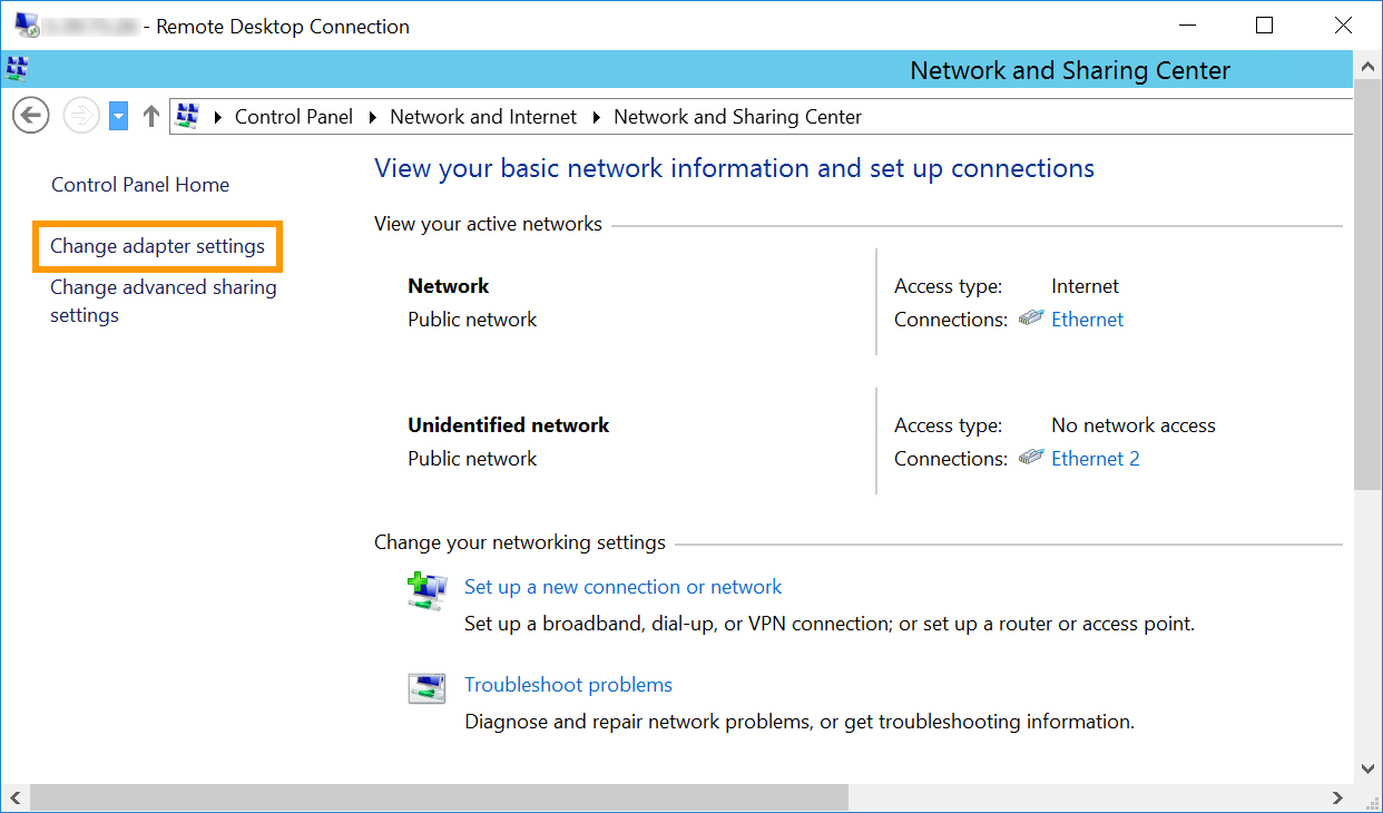 Alterar definições do adaptador