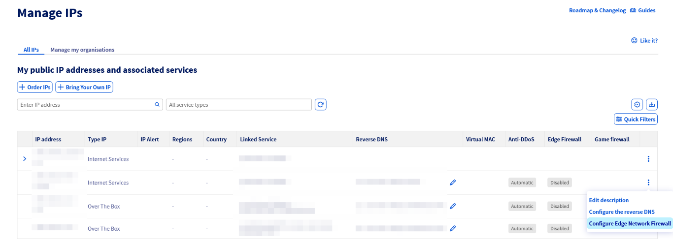 Activation du Edge Network Firewall