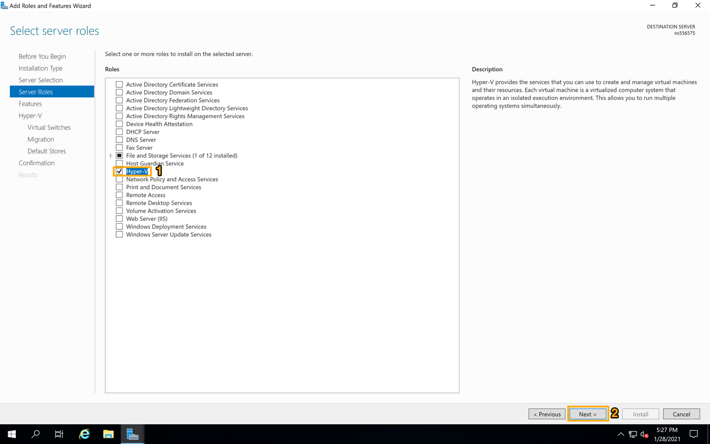 Installing hyper-v