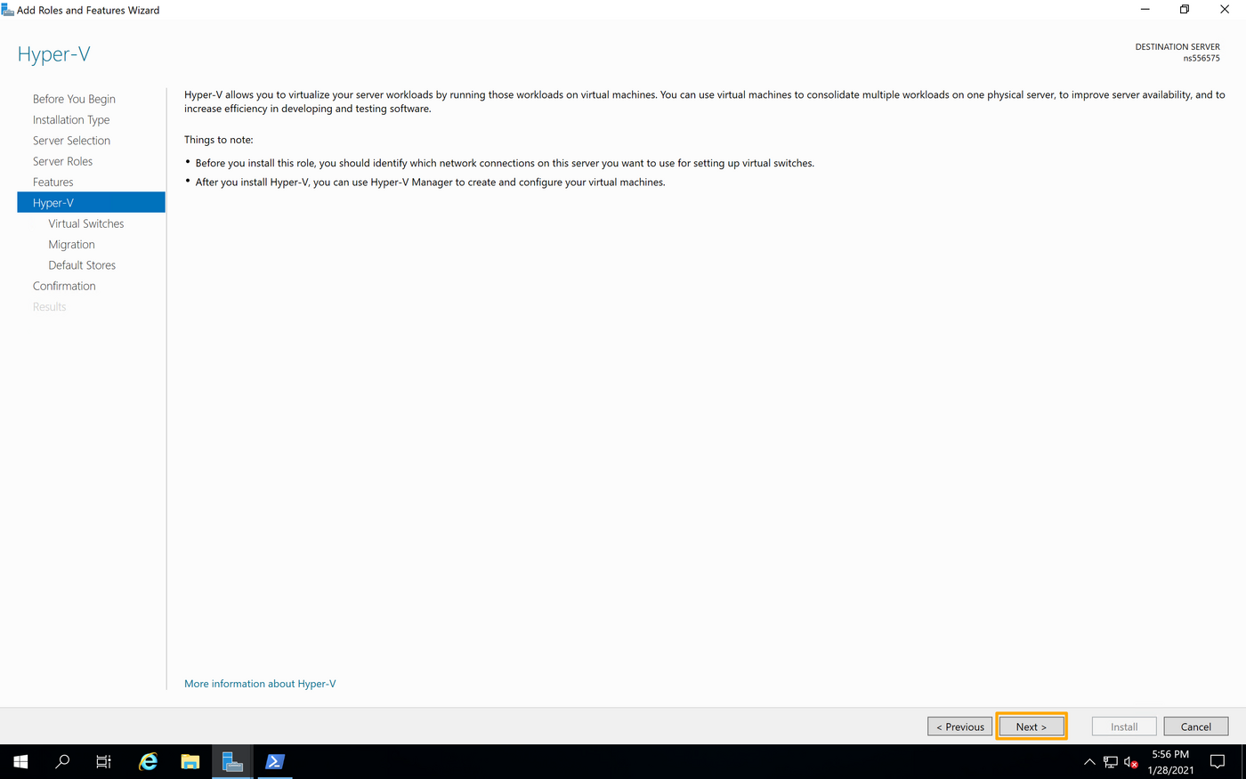 Installing hyper-v
