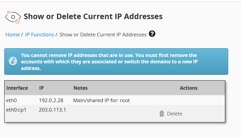 check configured IP