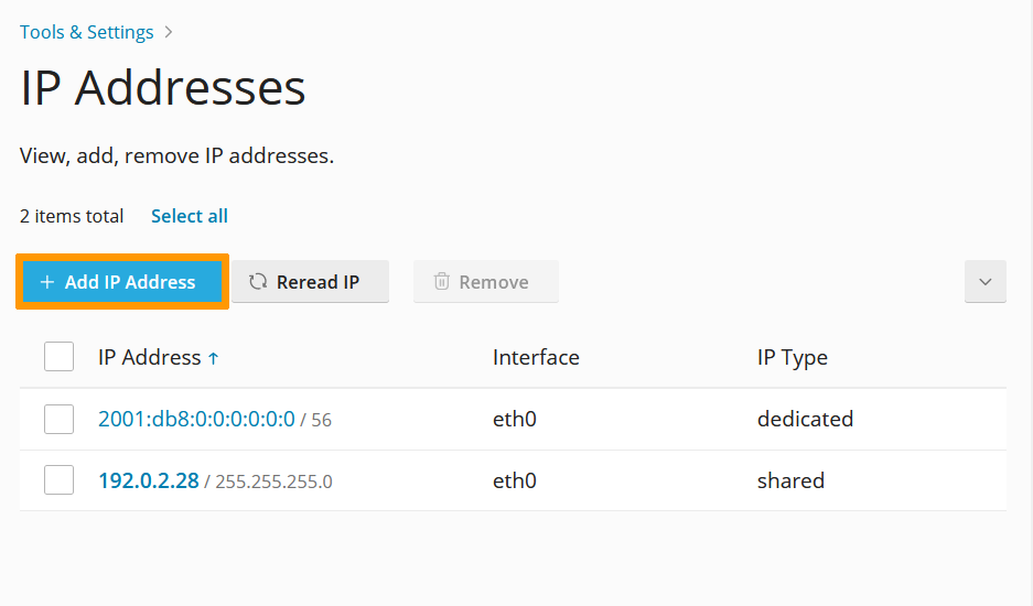 ajouter des informations IP