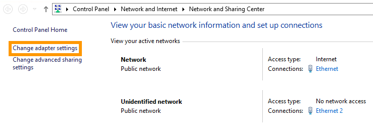 Modifica impostazioni scheda di rete
