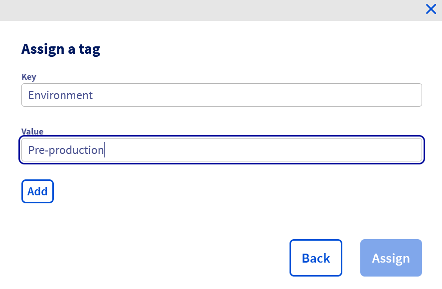 Assegna tag - valore