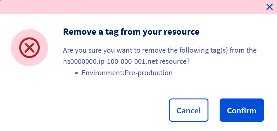 Conferma eliminazione tag