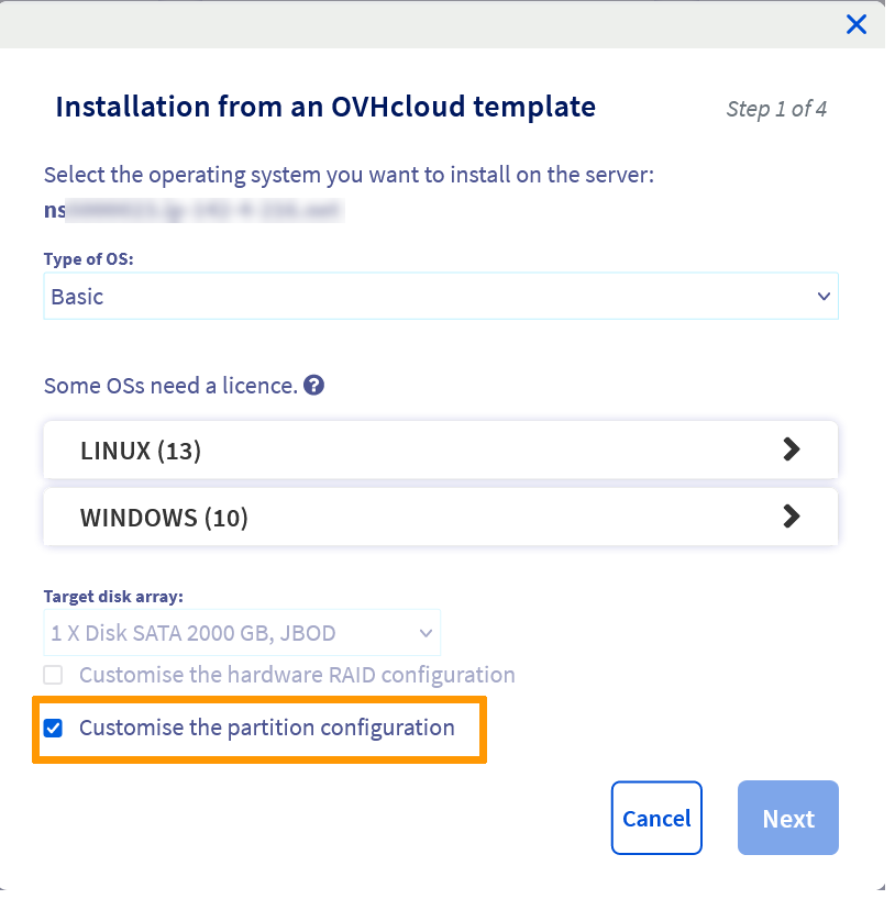 Personnaliser la configuration des partitions